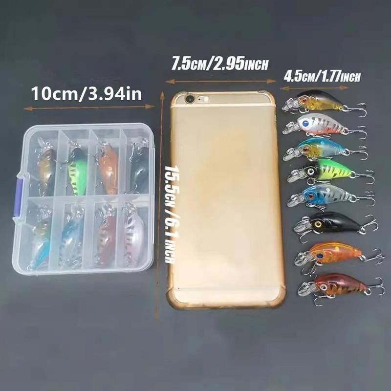 Artificial Fishing Lure Set, 8 Counts box Floating Crank Bait, Realistic Topwater Artificial Bait, Fishing Accessories for Outdoor Fishing