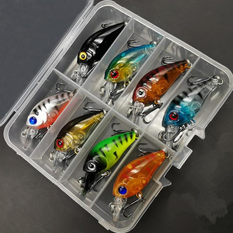 Artificial Fishing Lure Set, 8 Counts box Floating Crank Bait, Realistic Topwater Artificial Bait, Fishing Accessories for Outdoor Fishing