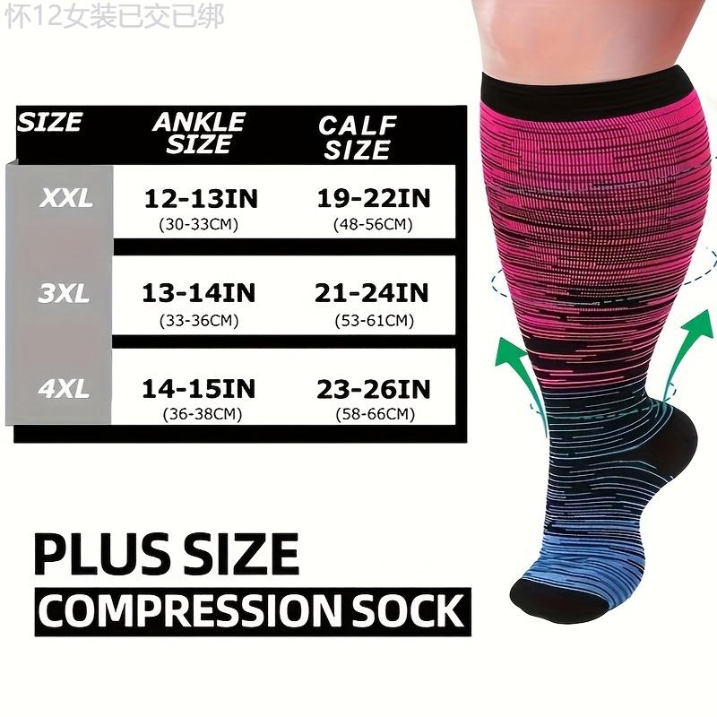 4 Pairs Plus Size Compression Socks - Wide Calf Support for Running, Hiking, Nursing, and Everyday Comfort