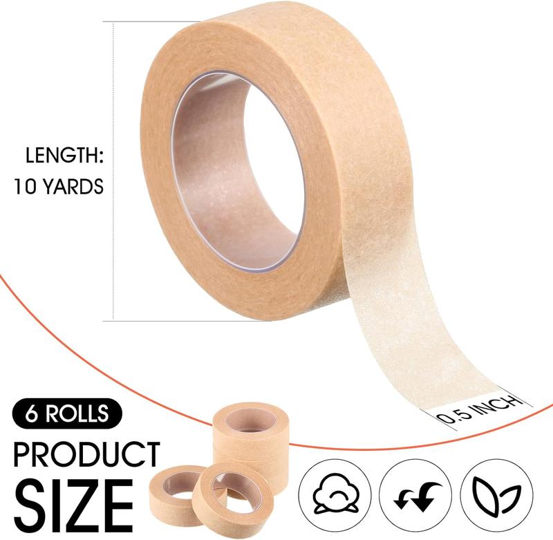 6 Rolls Flexible Skin Tape Breathable Nose Tape Self Adhesive Gauze Tape for Wound Injuries Swelling Sports, Beige (0.5 in x 10 Yd)