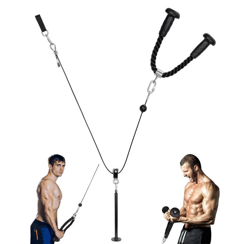 Adjustable Tricep Pulley System for Bicep Curls, Tricep Pull Downs, and Full Upper Body Workouts – Home Gym Equipment