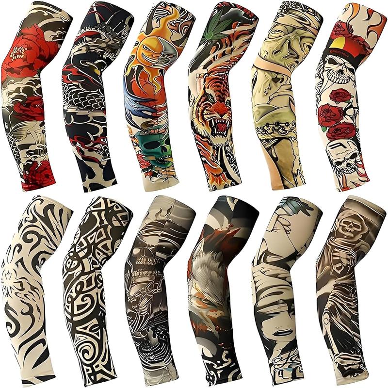 12Pcs Tattoo Sleeves for Men Arm Sleeves Fake Tattoos Sleeves to Cover Arms Cooling Sun Protection Sleeves  x