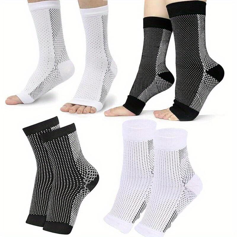 4 Pairs of Neuropathy Socks Ankle Bracket and Tendonitis Compression Socks Pain Relief Running Compression Stockings