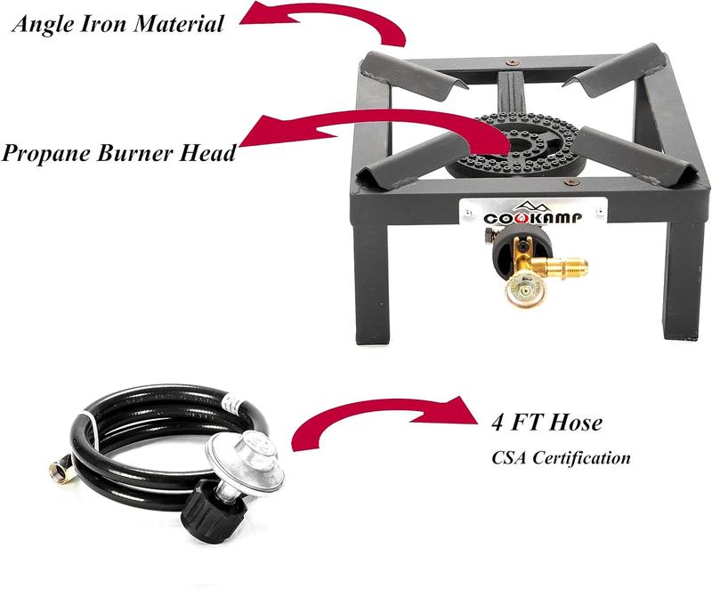 Propane Single Burner Camp Stove with CSA Listed Regulator and 4ft Hose (SA1200)