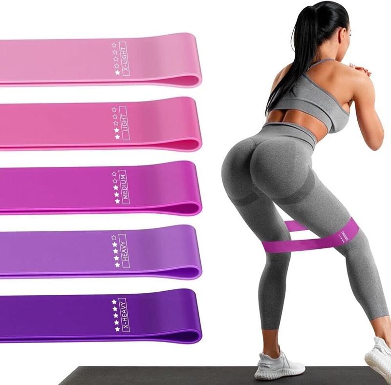 5 Set Resistance Loop Exercise Bands | Perfect for Home Fitness, Stretching, Strength Training & Physical Therapy | Elastic Workout Bands