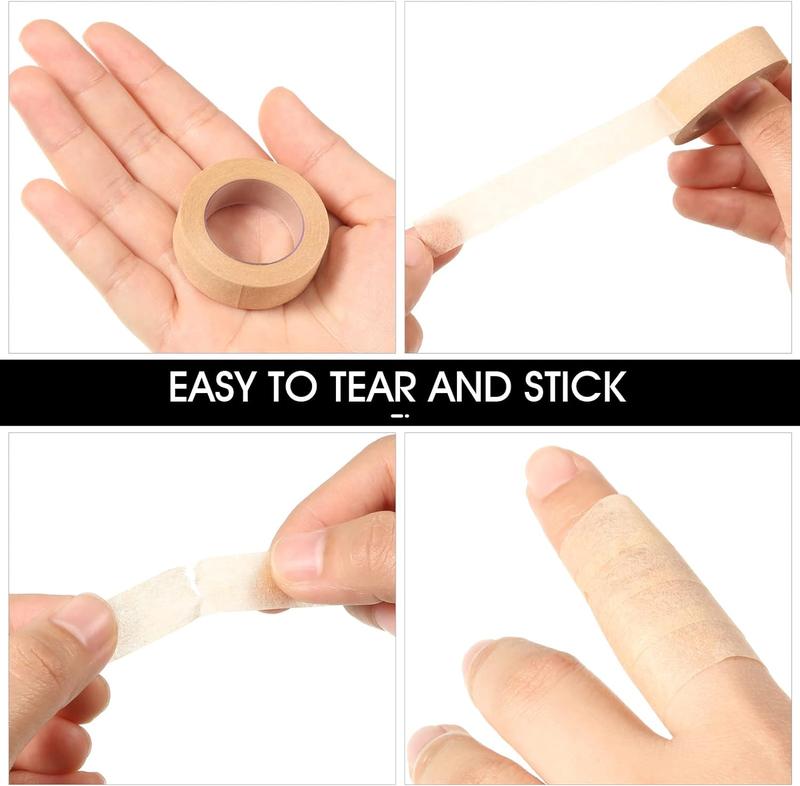 6 Rolls Flexible Skin Tape Breathable Nose Tape Self Adhesive Gauze Tape for Wound Injuries Swelling Sports, Beige (0.5 in x 10 Yd)