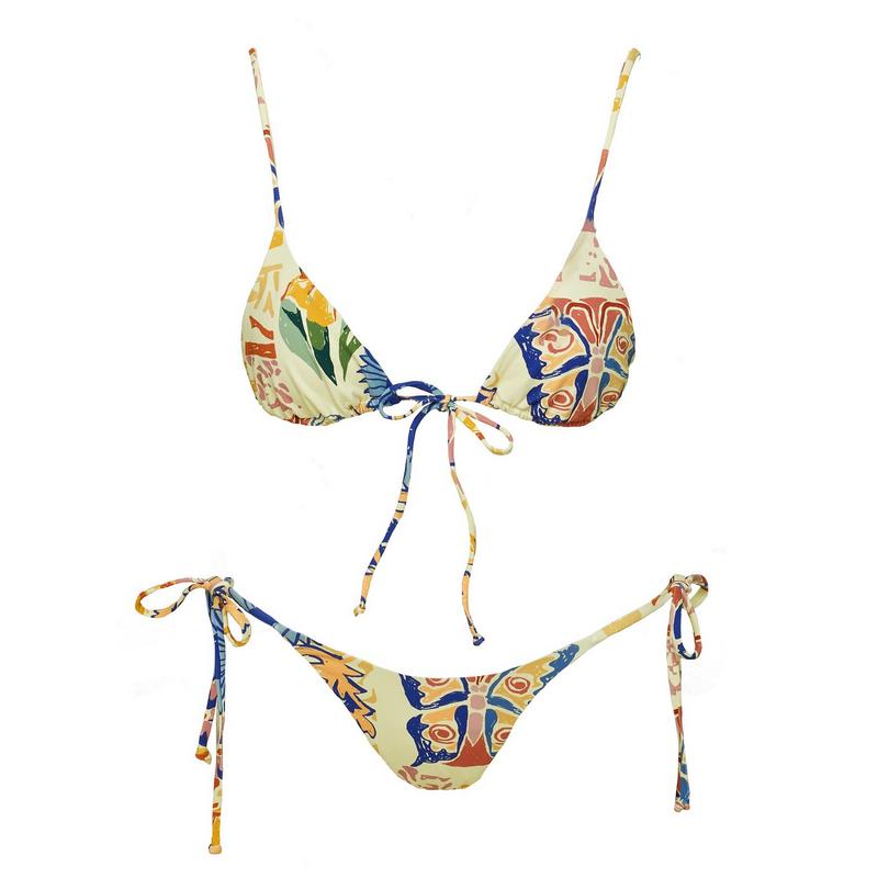 Alizzi Tie Front Triangle Bikini Top Multi