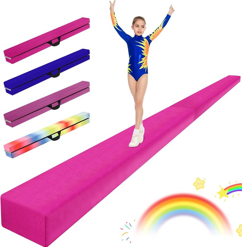 7FT 8FT Balance Beam, Folding Floor Gymnastics Equipment for Gymnast  Adults, Non Slip Rubber Base, Professional Gymnastics Beam for Home