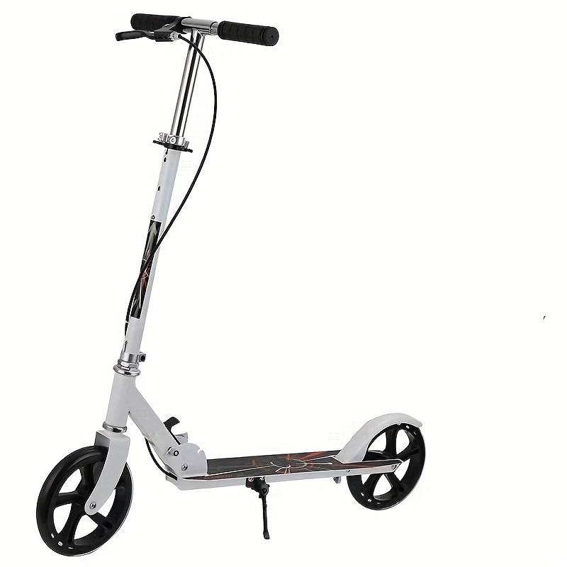 Double Brake Folding Adult and Youth Scooter, Adjustable Height (4 Gears), Lightweight, Maximum Load Capacity 220 Pounds, 2 Wheels Commuter Scooter