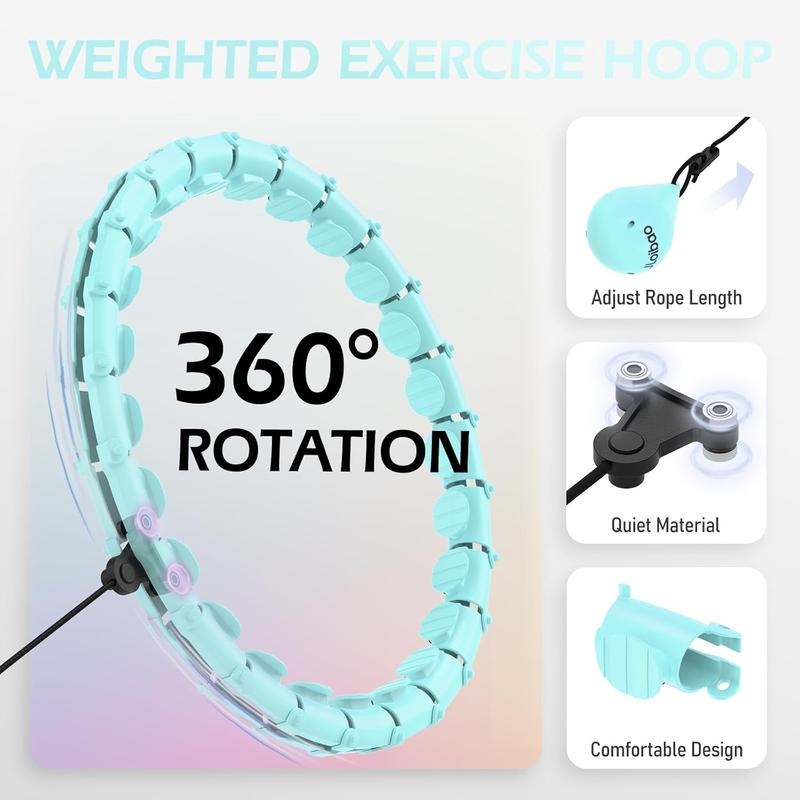 Weighted Hula Circle with 24 Links for Adults Weight Loss, Infinity Fitness Hoop Plus Size, for Women Smart Exercise Equipment