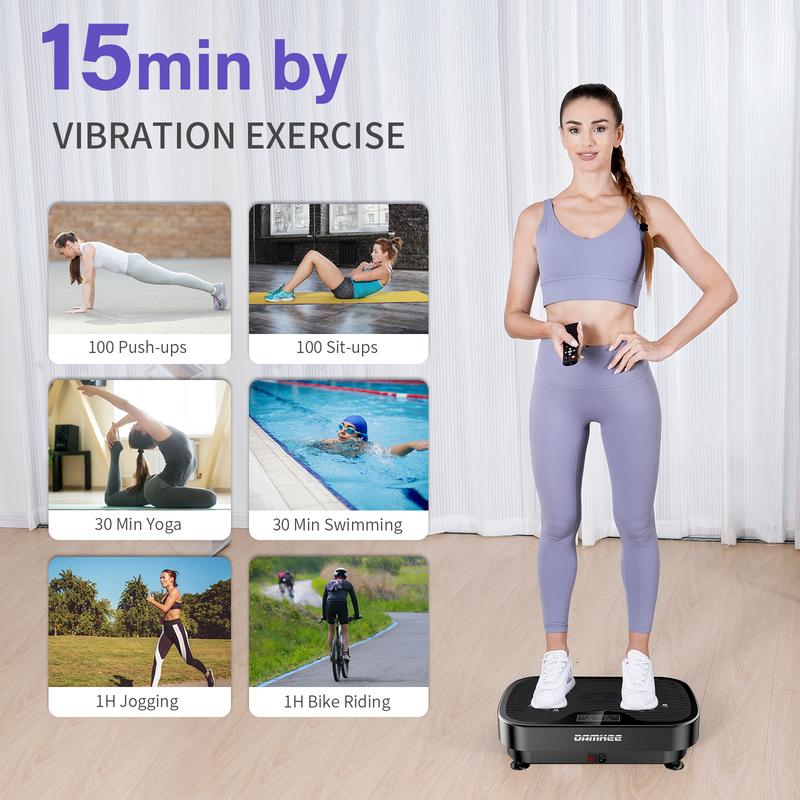 DamKee Vibration Plate Exercise Machine, 9 Modes Whole Body Workout Vibrating Fitness Platform for Buring Calories & Shaping, Wellness - Home Gym Equipment