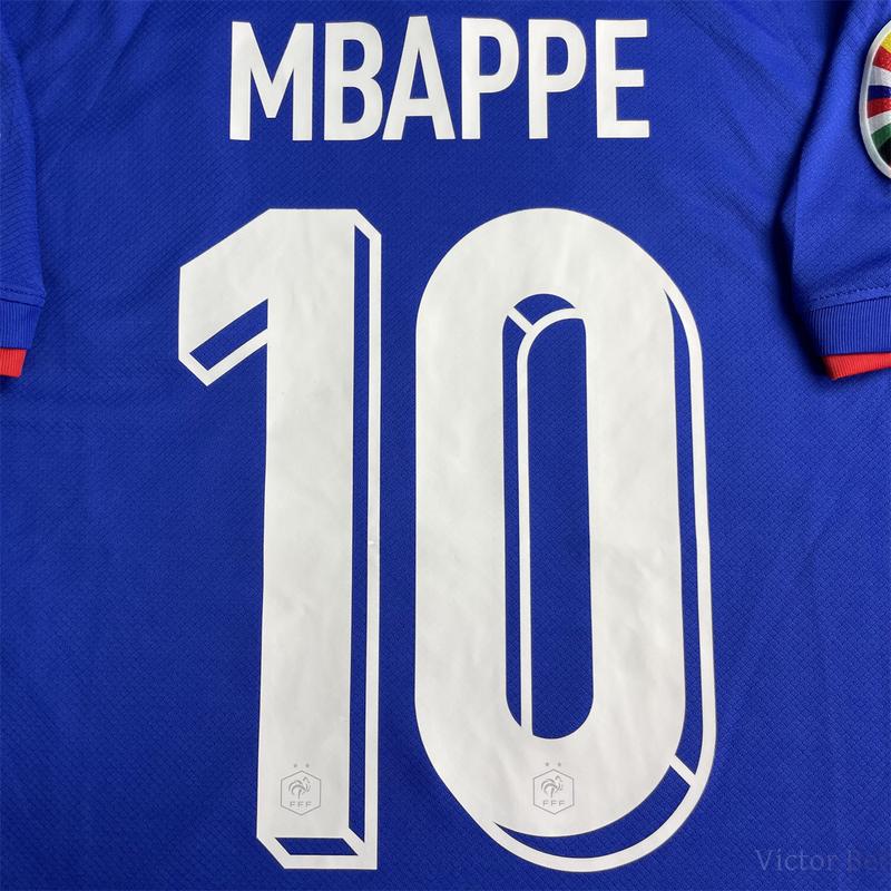 Mbappe No.10 Fan Edition Blue France Home Short Sleeve Soccer Jersey by Euro 2024