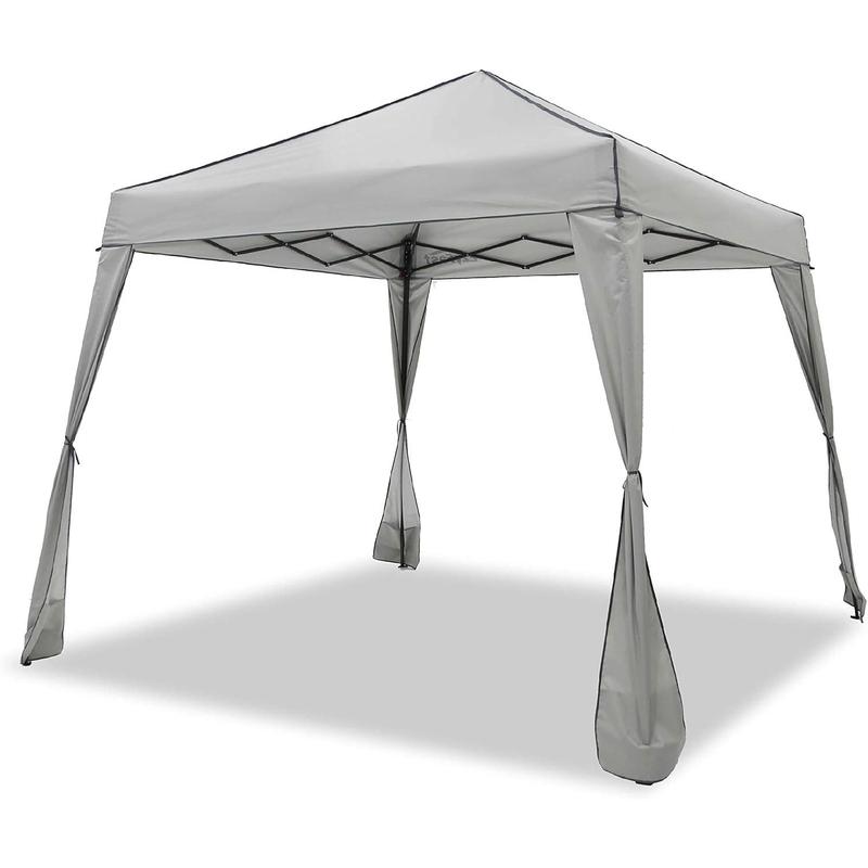 Compact Pop Up Canopy Tent, Collapsible Instant Shelter,Portable Sports Cabana, with Built-in Weight Bags, 8 x 8 ft Base   6 x 6 ft Top for Camping, Hiking, Picnic, Family Outings (Khaki)