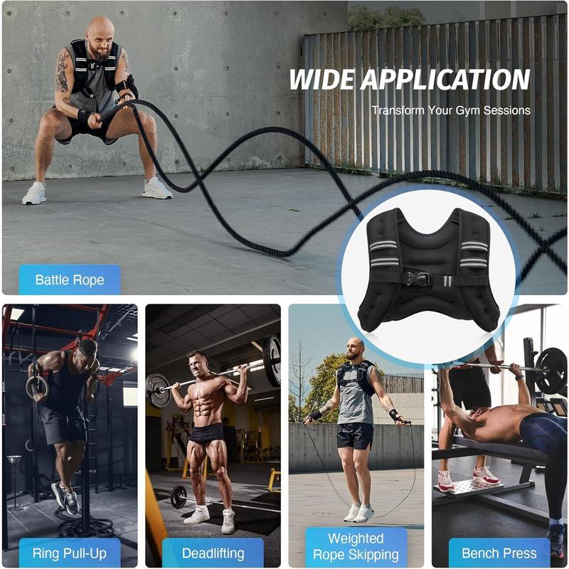 ZELUS Weighted Vest, 6Lb 8Lb 12Lb 16Lb 20Lb 25Lb 30Lb Weight Vest with Reflective Stripe for Workout, Strength Training, Running, Fitness, Muscle Building, Weight Loss, Weightlifting ZELUS