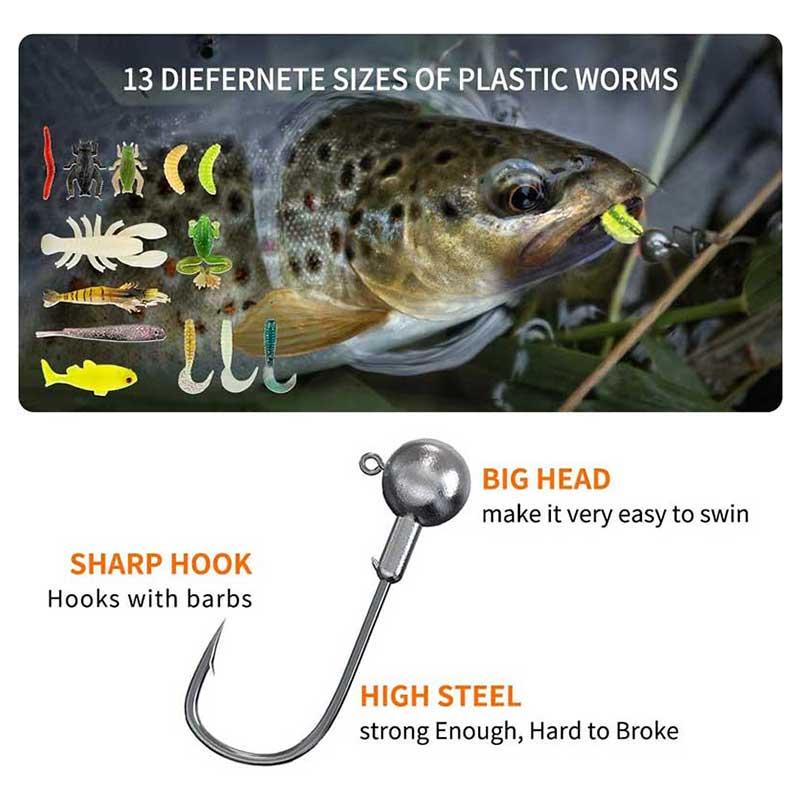 Fishing Lures Kit, 78pcs box Fishing Lures Set, Including Spoon Lures, Soft Plastic Worms, Crankbait Jigs, Multifunctional Fishing Accessories Tackle Box, Summer Outdoor Fishing Supplies