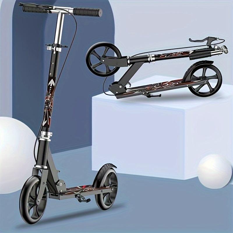 Double Brake Folding Adult and Youth Scooter, Adjustable Height (4 Gears), Lightweight, Maximum Load Capacity 220 Pounds, 2 Wheels Commuter Scooter