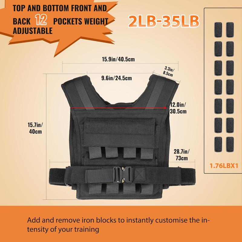 Weighted Vest, 20lb 35lb Weight Vest With Shoulder Pads, Adjustable Weighted Vest Men for Strength Training, Fitness Sports Training, Weight Vest for Men and Women - 3 Color