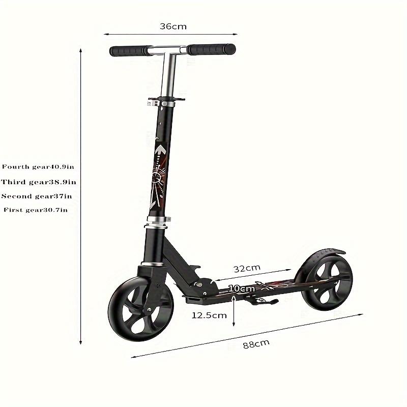 Double Brake Folding Adult and Youth Scooter, Adjustable Height (4 Gears), Lightweight, Maximum Load Capacity 220 Pounds, 2 Wheels Commuter Scooter