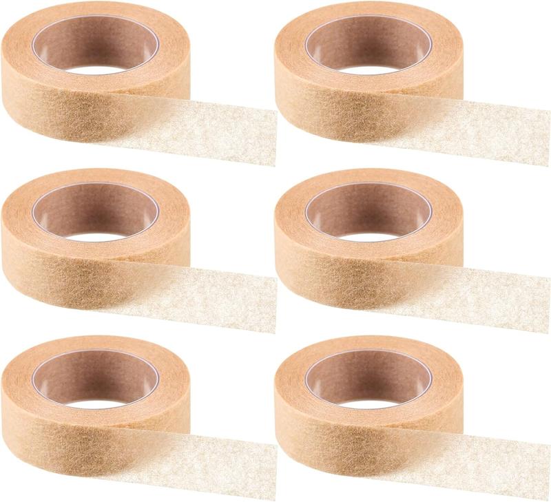 6 Rolls Flexible Skin Tape Breathable Nose Tape Self Adhesive Gauze Tape for Wound Injuries Swelling Sports, Beige (0.5 in x 10 Yd)