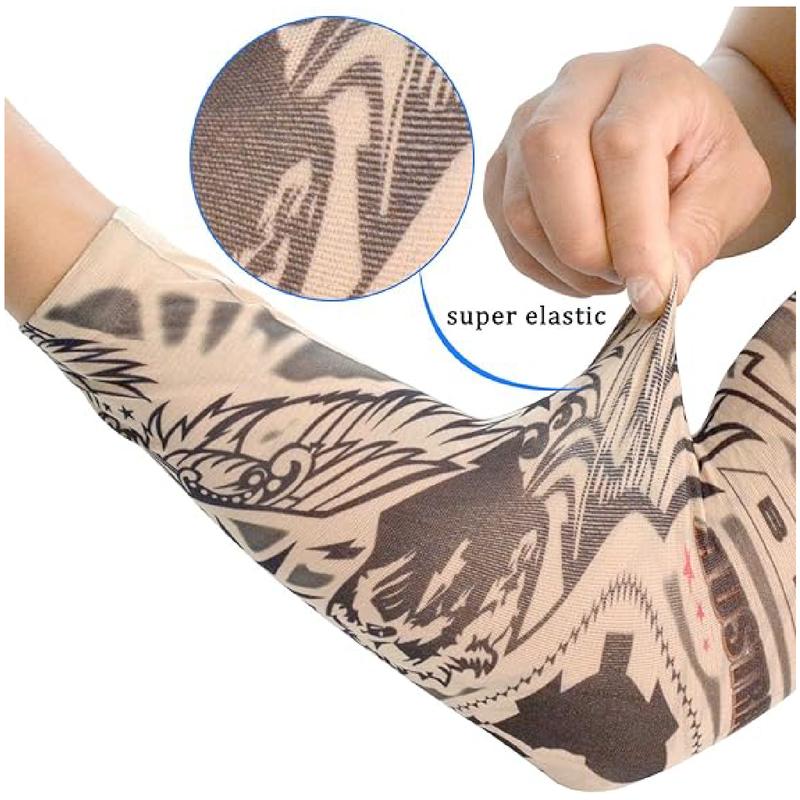 20 Pcs Temporary Tattoo Arm Sleeves Arts Fake Slip on Arm Sunscreen Sleeves Body Art Stockings Protector Designs Tribal Unisex Stretchable arm sleeves