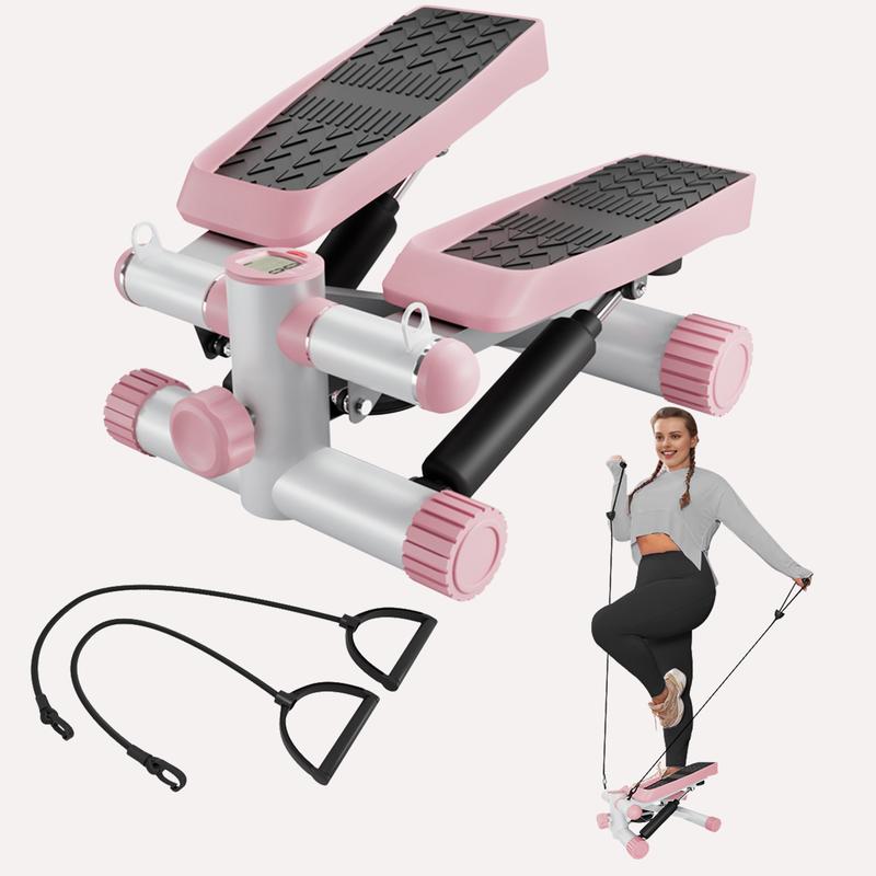 Steppers for Exercise, Stair Stepper with Resistance Bands, Mini Stepper with 330LBS Loading Capacity, Hydraulic Fitness Stepper with LCD Monitor, No Assembly Required