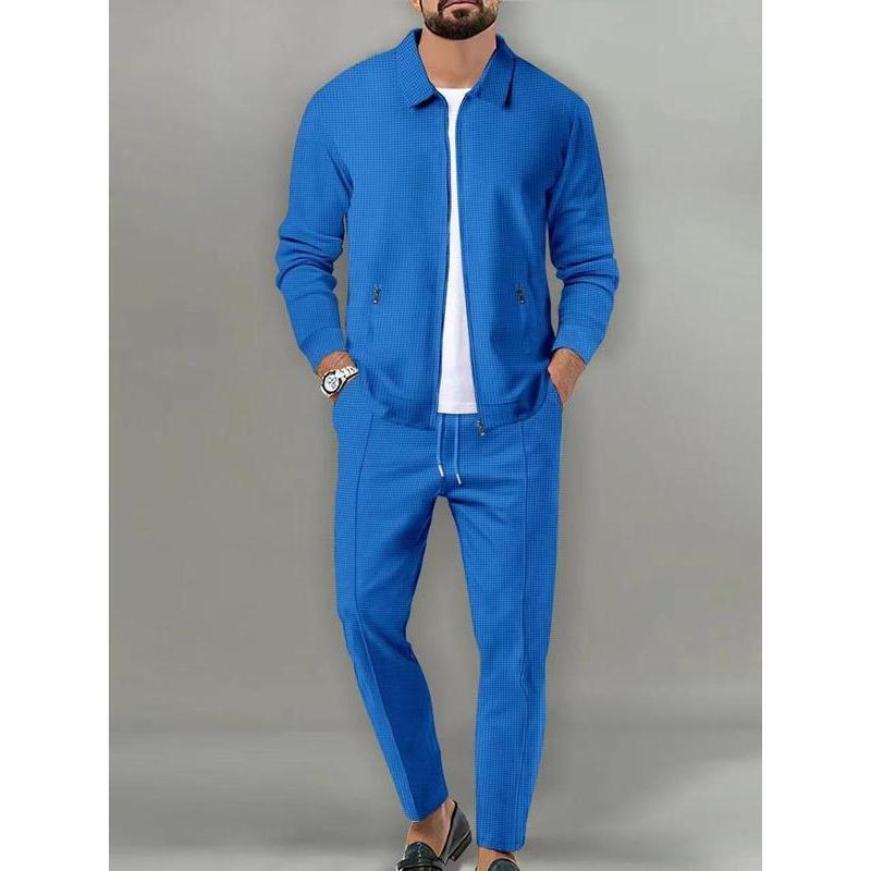 Sporty Two-piece Set Men's Plain Zip Up Jacket & Drawstring Waist Pants Tracksuit Set, Sports Long Sleeve Collared Outerwear & Pocket Elastic Waist Trousers, Men's Sportswear for Gym Workout Running 9 Clothes, Fall Clothes 2024 90s Clothes, Fall Outfits