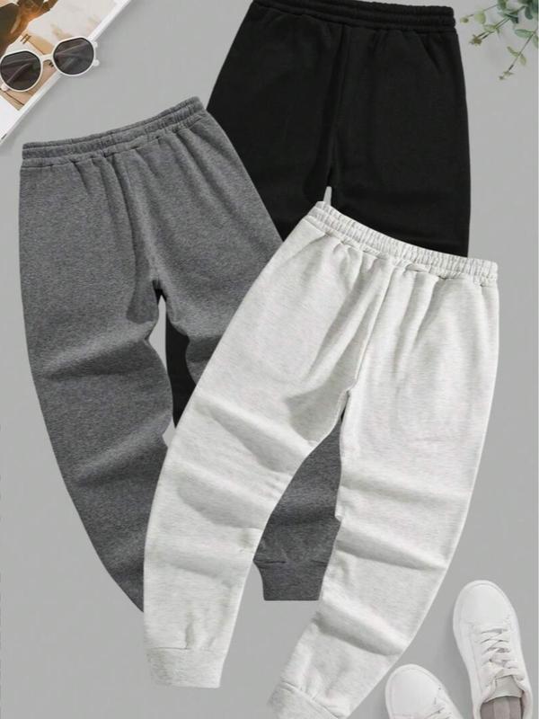 Men's Drawstring Elastic Hem Sweatpants 3pc 3 set joggers trousers menswear