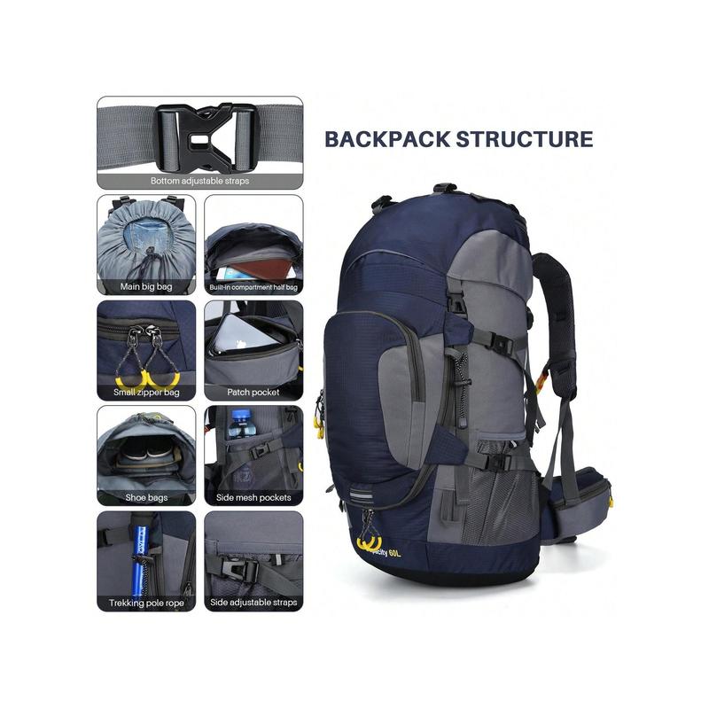 60L Waterproof Backpack Rucksack Large Trekking Bag For Outdoor Camping Hiking Backpack Waterproof Trekking Travel Rucksack Bags For Mens Womens