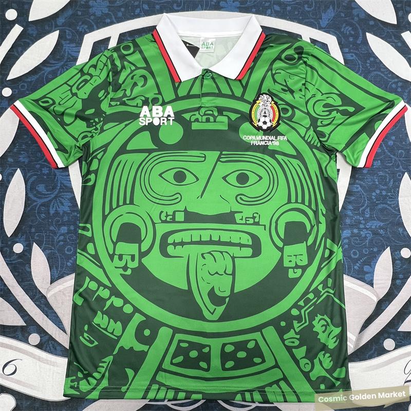 1998 Mexico Soccer National Team Home Green Nostalgia Soccer Jersey #2 Suarez #3 Sanchez Classic Breathable Quick Dry Soccer Jersey