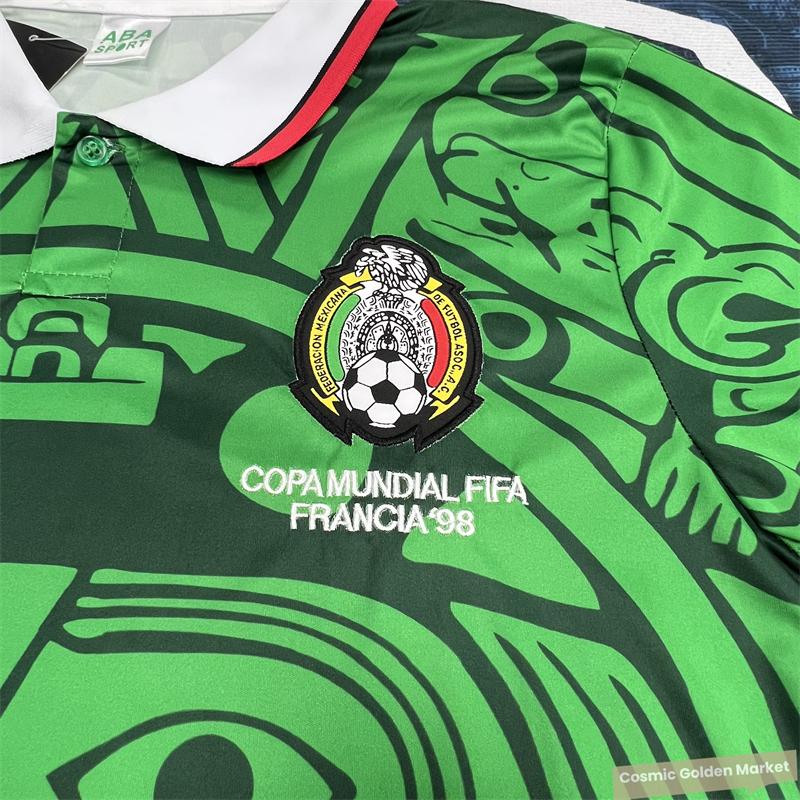 1998 Mexico Soccer National Team Home Green Nostalgia Soccer Jersey #2 Suarez #3 Sanchez Classic Breathable Quick Dry Soccer Jersey