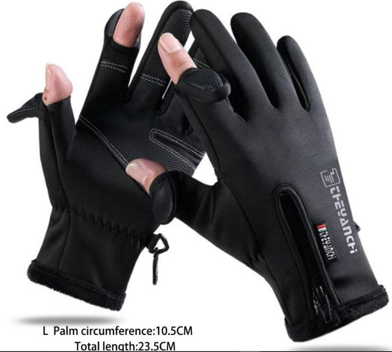 Winter Fishing Gloves 2 Finger Flip Waterproof Windproof Cycling Angling Gloves