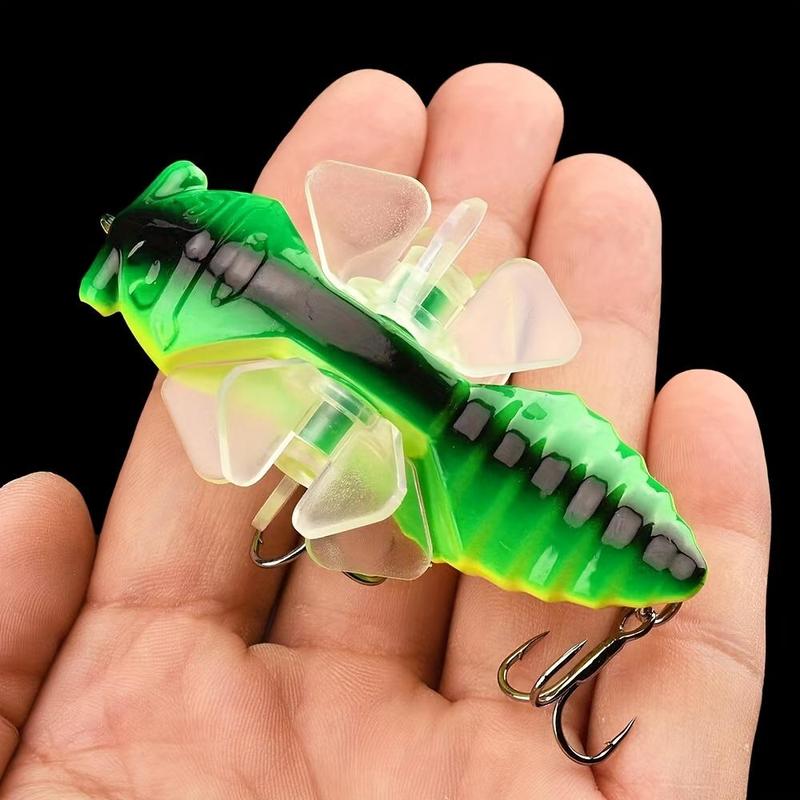 Bionic Insect Bait, 5 Counts Topwater Plastic Fishing Lure with Hook, Fake Fishing Bait, Outdoor Fishing Accessories for Fishing Enthusiasts