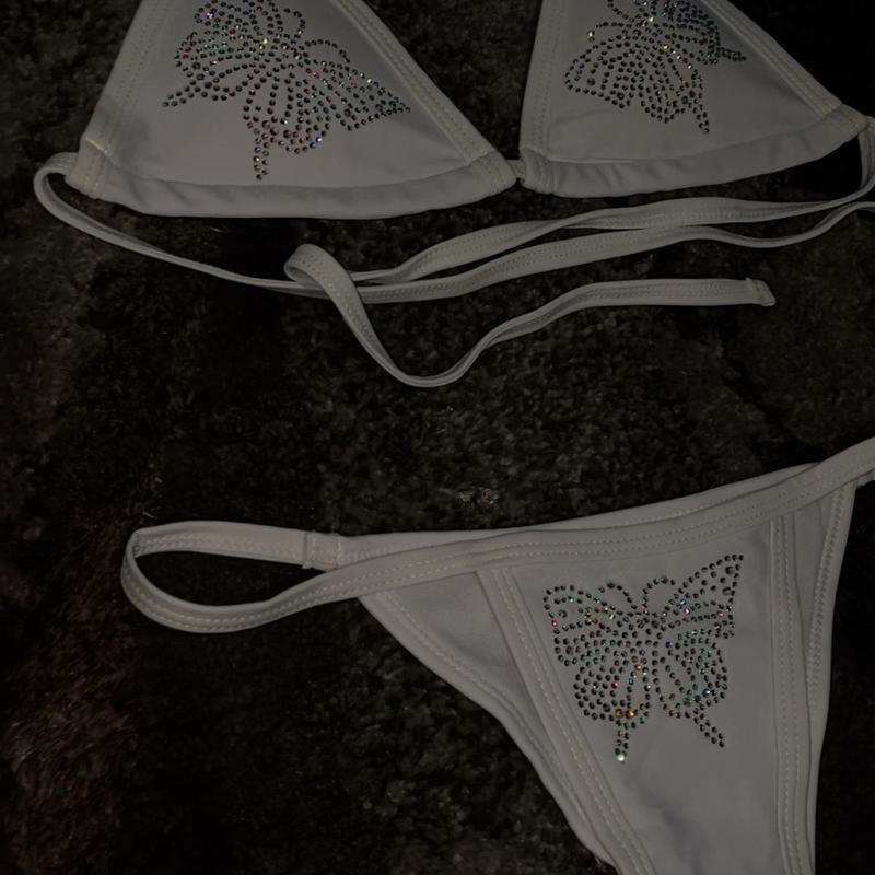 Butterfly Rhinestoned Bikini 2 Piece Bathing Suit