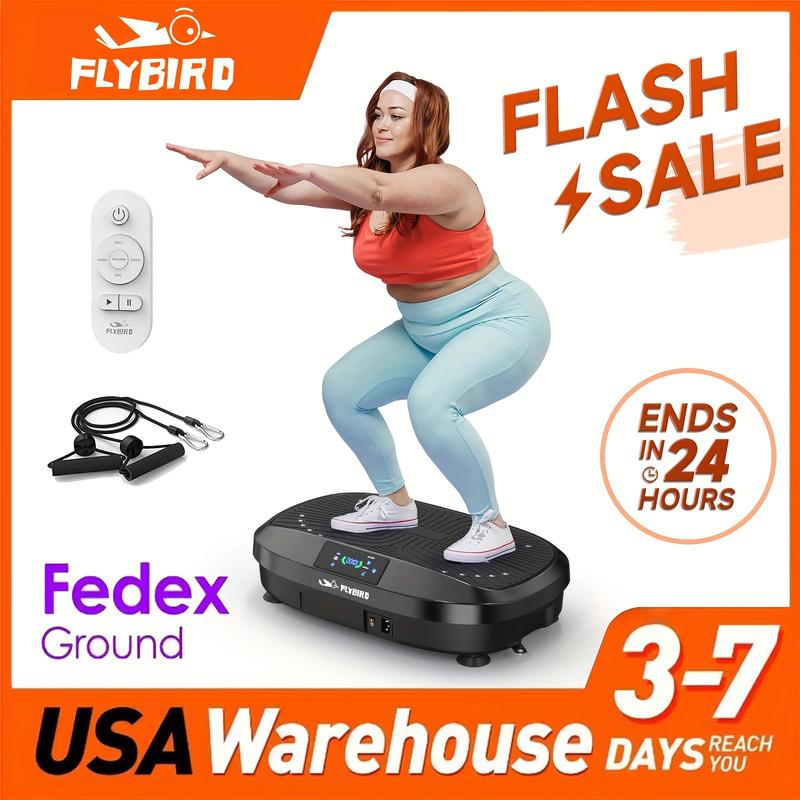 [fitcomfet]FLYBIRD 3D Vibration Plate Exercise Machine, With Remote Control & Resistance Bands, Suitable For Body Workout, Leg Exercise, Body Building