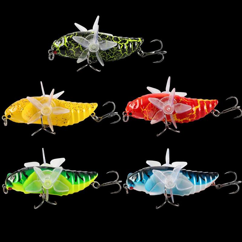 Bionic Insect Bait, 5 Counts Topwater Plastic Fishing Lure with Hook, Fake Fishing Bait, Outdoor Fishing Accessories for Fishing Enthusiasts