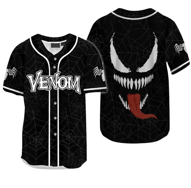 Venom Horror Movie Baseball Jersey Shirt for Men Women Halloween Outfits for Adults Young Horror Characters