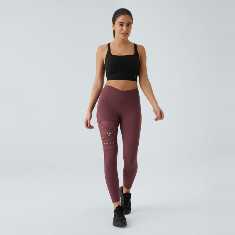 Halara SoftlyZero Eco High Waisted Crossover Contrast Mesh Adjustable Buckle Yoga 7 8 Leggings