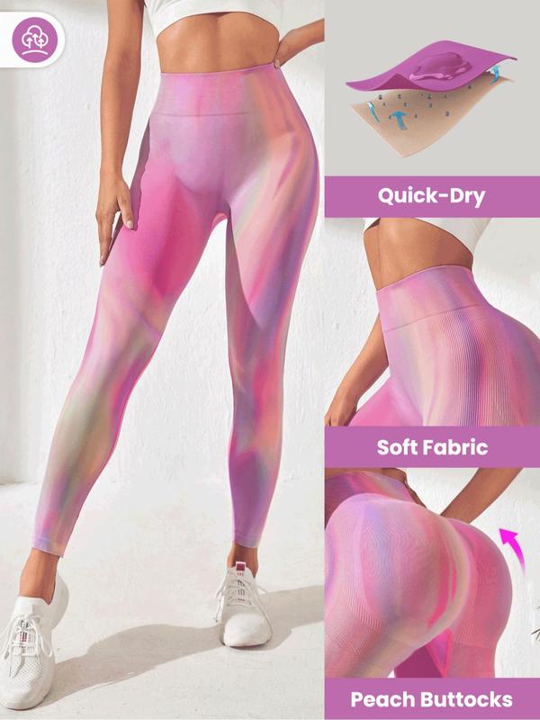 Women's Tie Dye Print High Waist Sports Leggings, Casual Comfy Breathable Seamless Skinny Tummy Control Pants for Yoga Gym Workout Running, Ladies Sportswear, Leggings for Women, Gym Clothes, Fall Outfits 2024, Fallfreshness