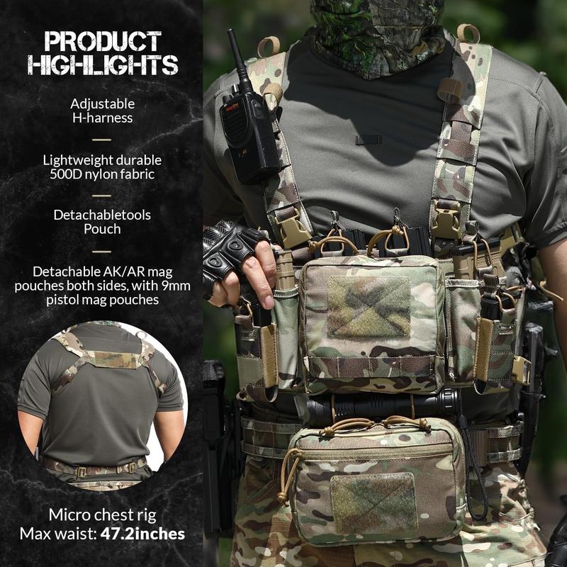 VOTAGOO Chest Rig-Sport Chest Rig New, Adjustable & Detachable Molle Micro Chest Rigs