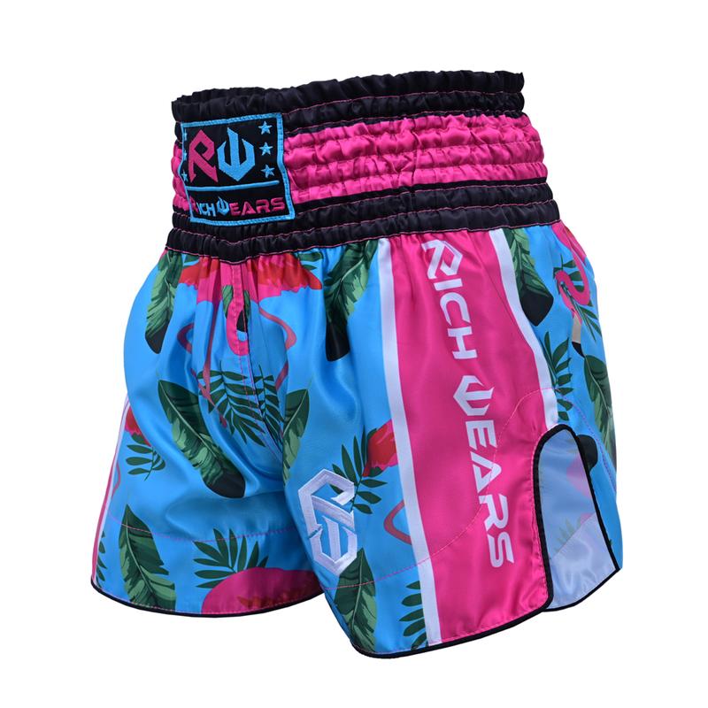 RICHWEARS USA Thai Shorts for Muay Thai, Martial Arts Trunks for Grappling Gym Exercises Breathable Unisex