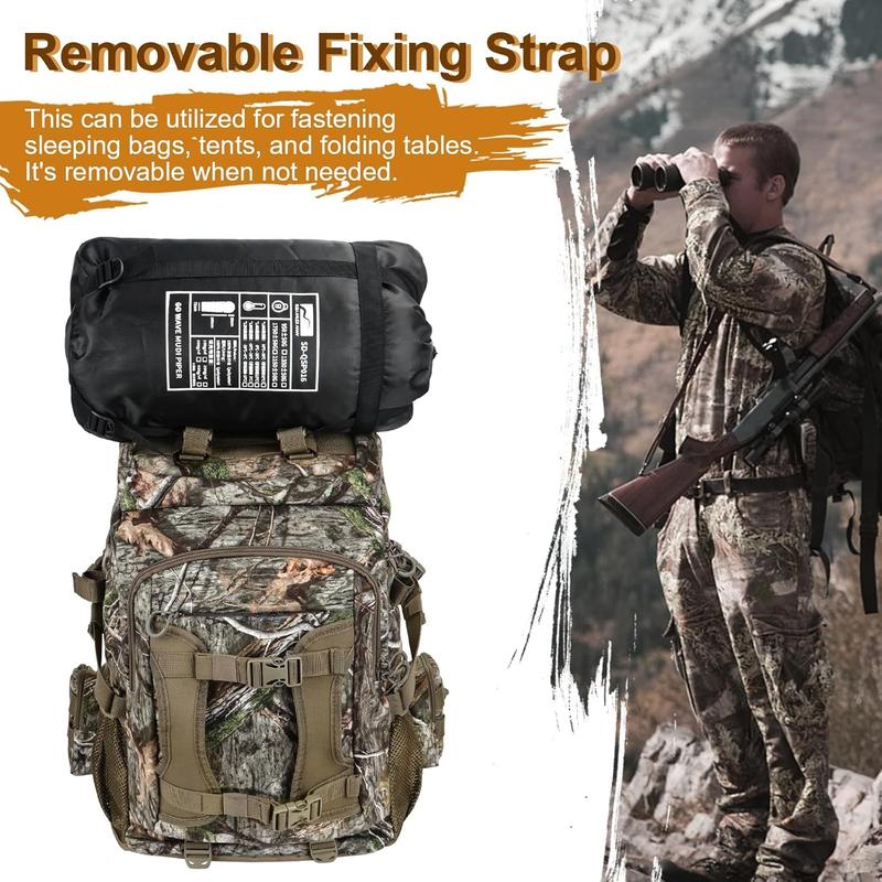 Hunting Backpack, Outdoor Hunting Pack with Rifle Holder, Hunting Backpacks for Men, Hunting Bag with Waterproof Rain Cover