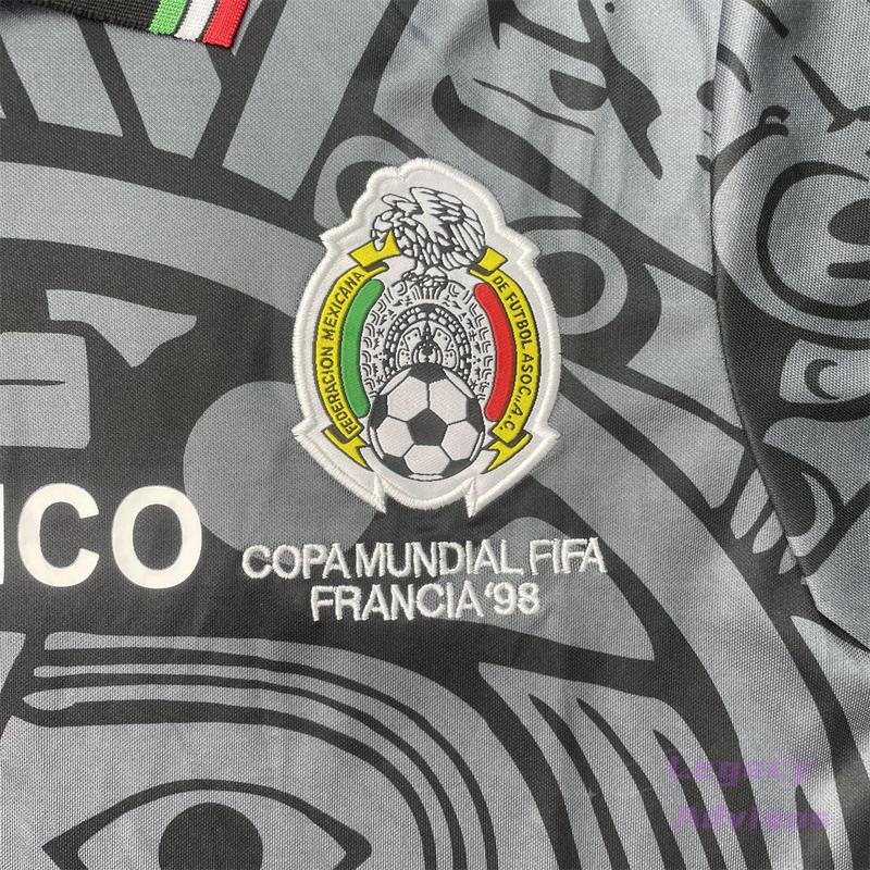 1998 World Cup Mexico National Team Away Short Sleeve Retro Soccer Jersey Black