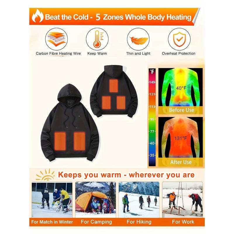 Women's Heated Hoodie Heated Sweatshirt Coat USB Heating Jacket With 3 Heating Levels And 5 Heating Zones For Outdoor Camping, Cycling, Hiking, Fishing, Skiing (Battery Pack Not Included) poncho  jackets