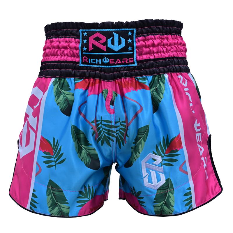 RICHWEARS USA Thai Shorts for Muay Thai, Martial Arts Trunks for Grappling Gym Exercises Breathable Unisex