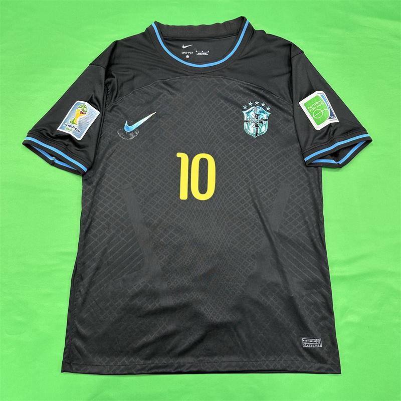 Nike 2014 World Cup Brazil Home Away Special Edition Black Short Sleeve Top Five Star Neymar JR Soccer Jerseys Quick Drying