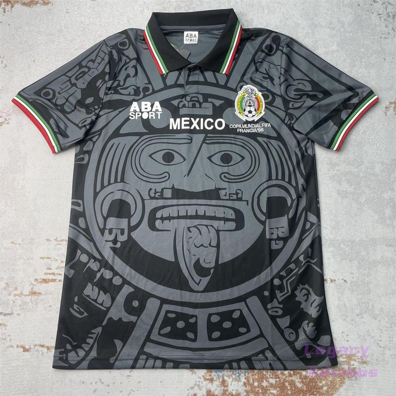 1998 World Cup Mexico National Team Away Short Sleeve Retro Soccer Jersey Black