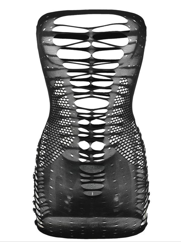 Women's Solid Fishnet Cover Up , Fashion Hollow Out Sleeveless Beachwear for Beach Holiday Vacation, Ladies Swimwear for All Seasons