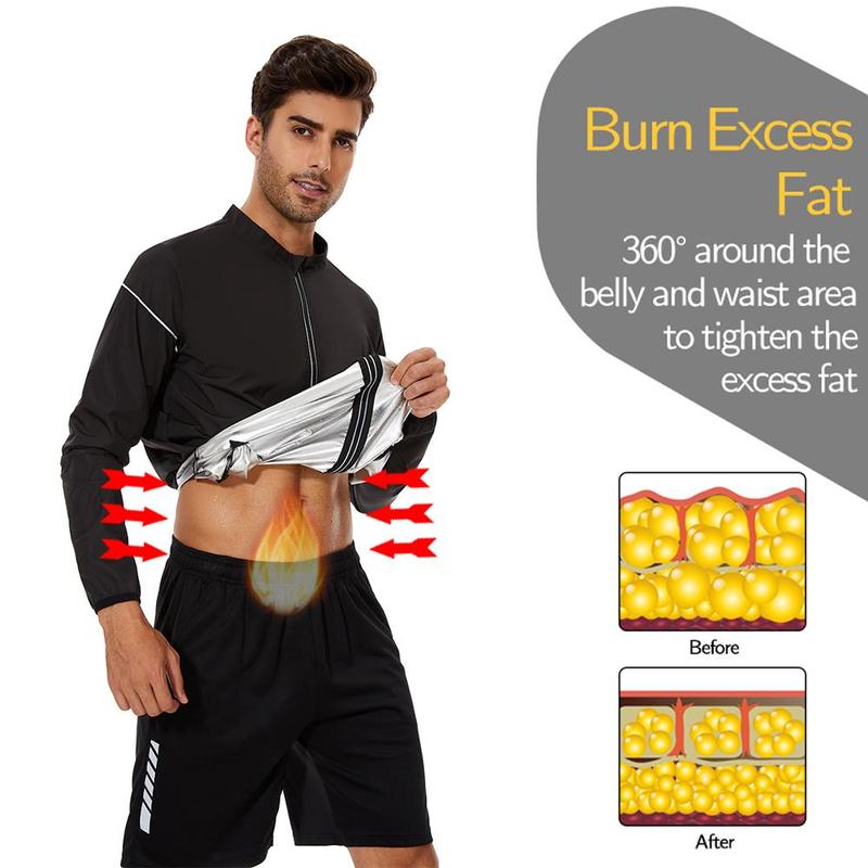 Sauna Jacket Men Sweat Waist Trainer Body Shaper Gym Exercise Workout Mens Sauna Suit for Running Fitness,Pockets for the Ultimate Workout Experience