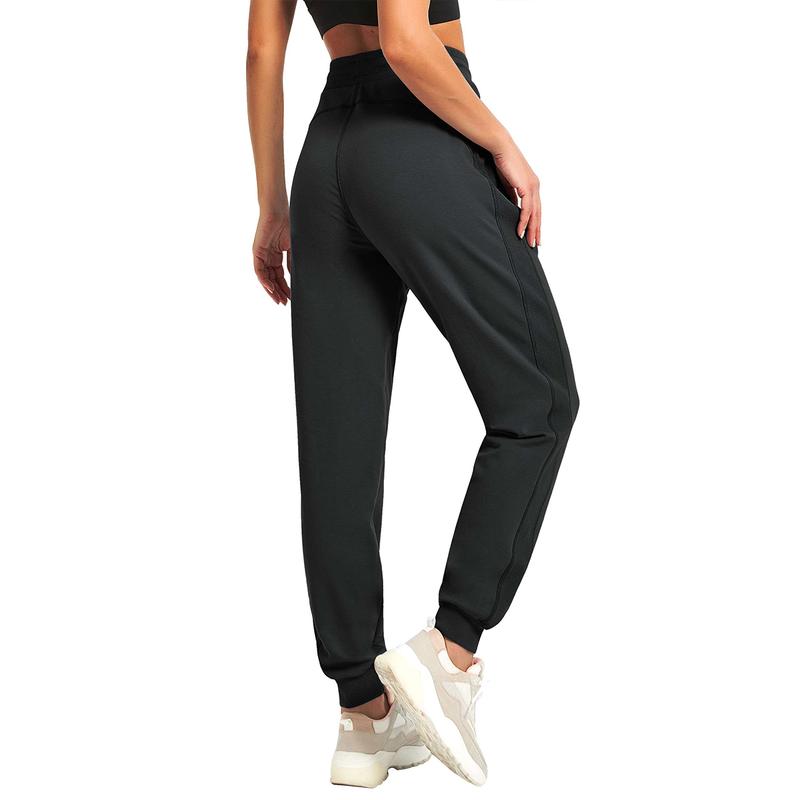 PULI Women Workout Sweatpants Cotton Jogger Ribber Splicing Lounge Sweat Pants with Zipper Pocket