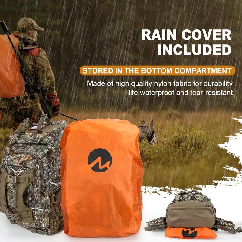 Hunting Backpack, Outdoor Hunting Pack with Rifle Holder, Hunting Backpacks for Men, Hunting Bag with Waterproof Rain Cover